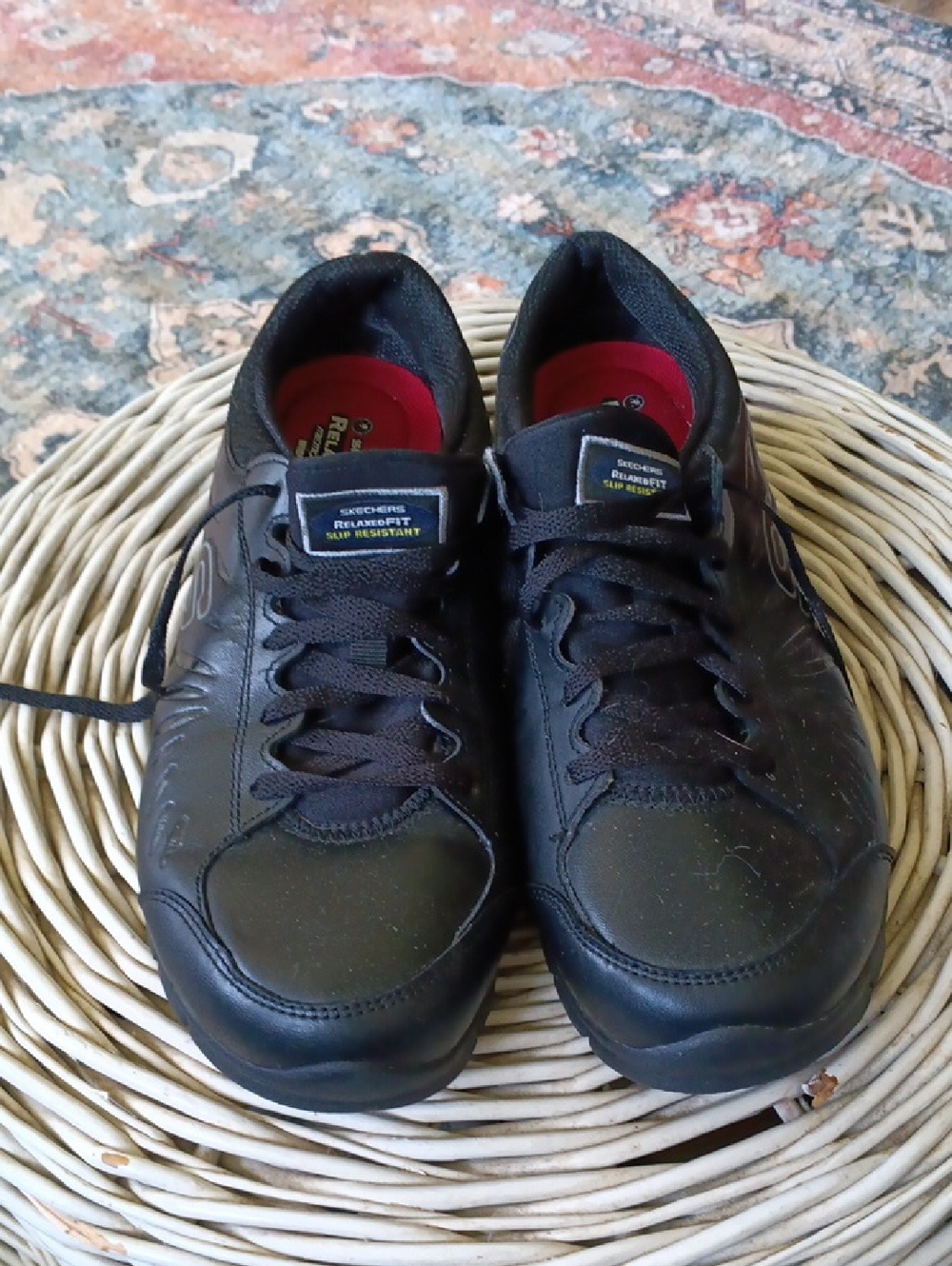Skechers Women's Black Relaxed Fit Slip Resistant Lace-Up Work Sneakers